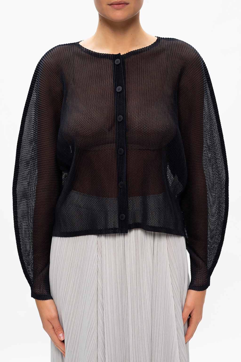 Black Semi-sheer cardigan Issey Miyake Pleats Please - Vitkac Canada